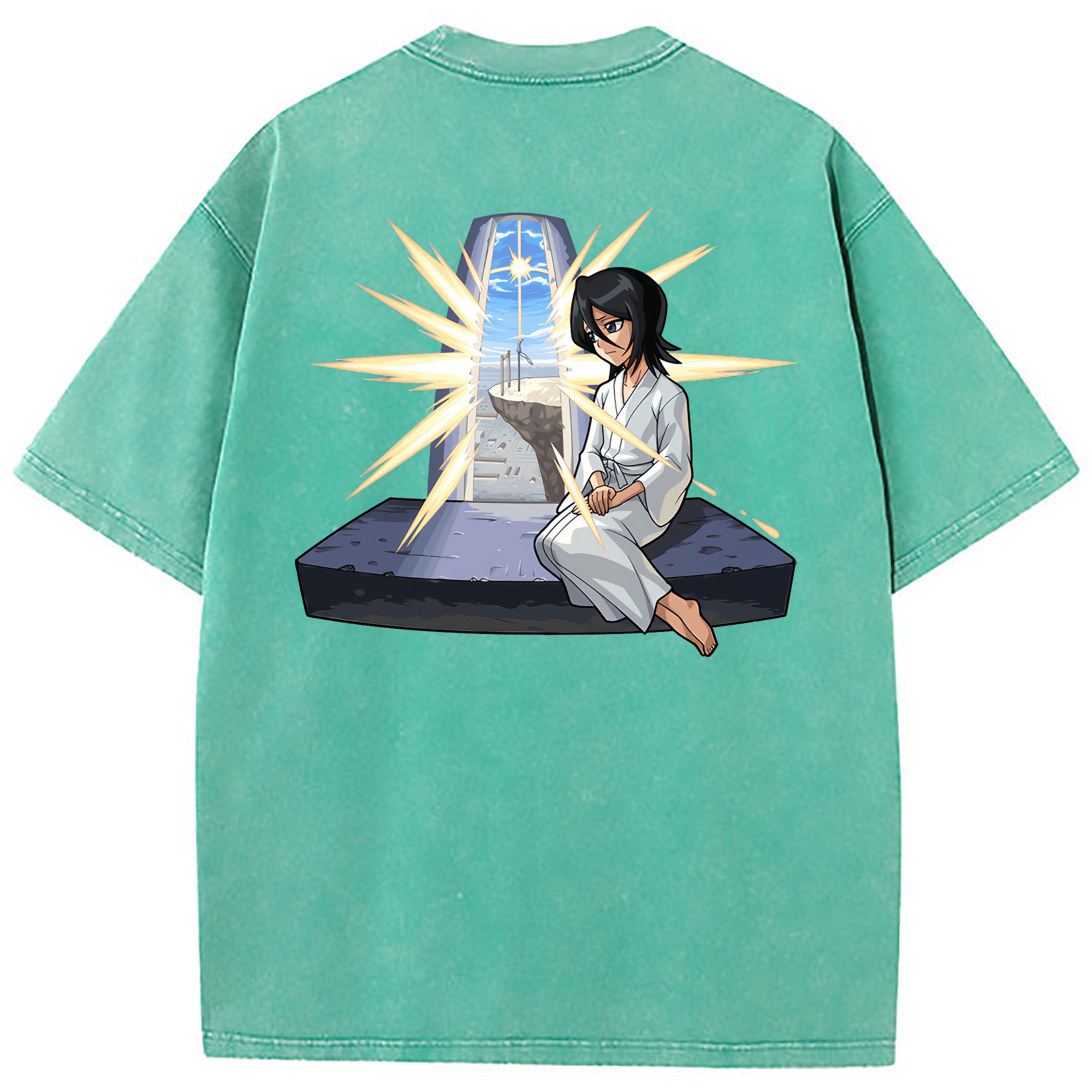 （画像用） ブリーチ 朽木ルキア BLEACH Kuchiki Rukia 綿100% ヴィンテージ風 半袖Tシャツ（背面プリント）